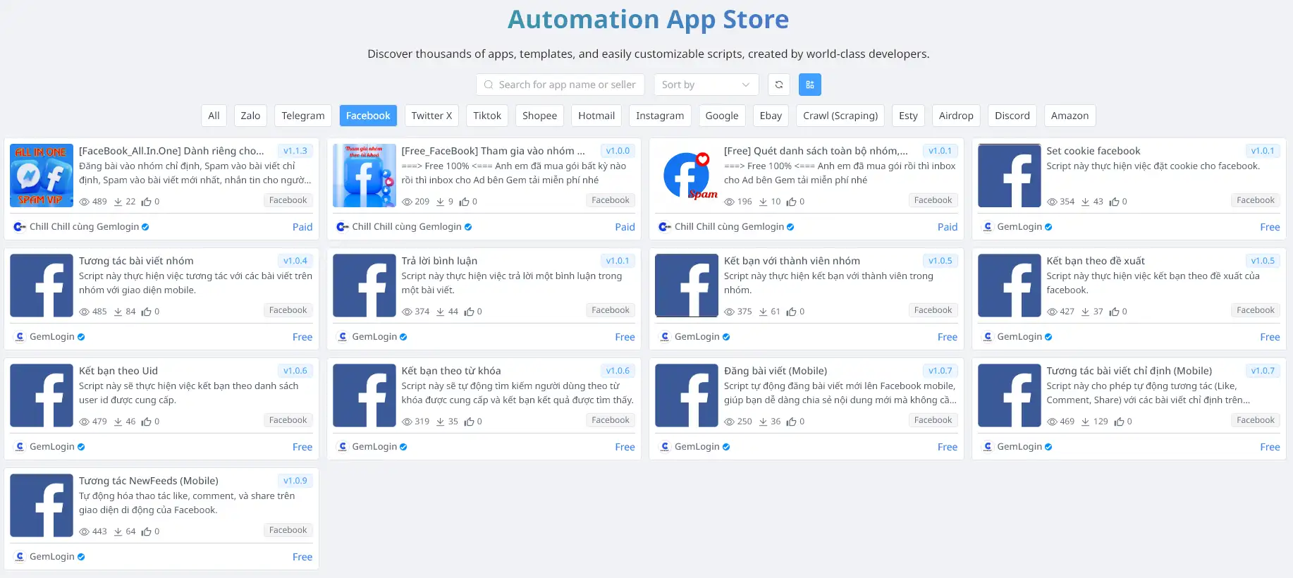 Tool Nuôi Facebook Tự Động Trên Gemlogin