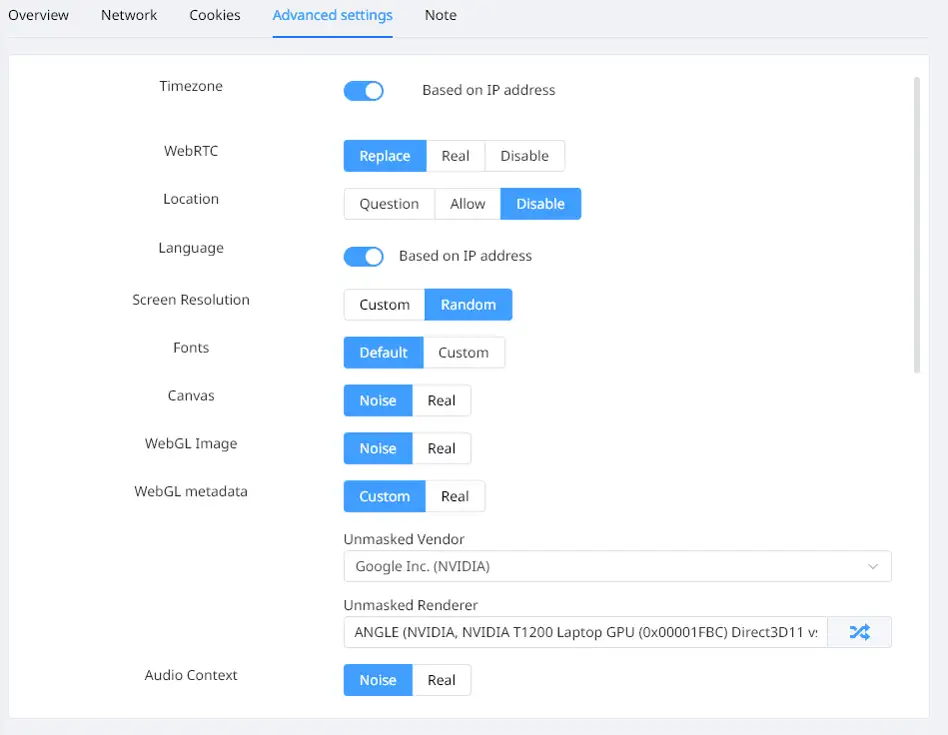 Hướng dẫn các thông số Browser Fingerprint trên Gemlogin